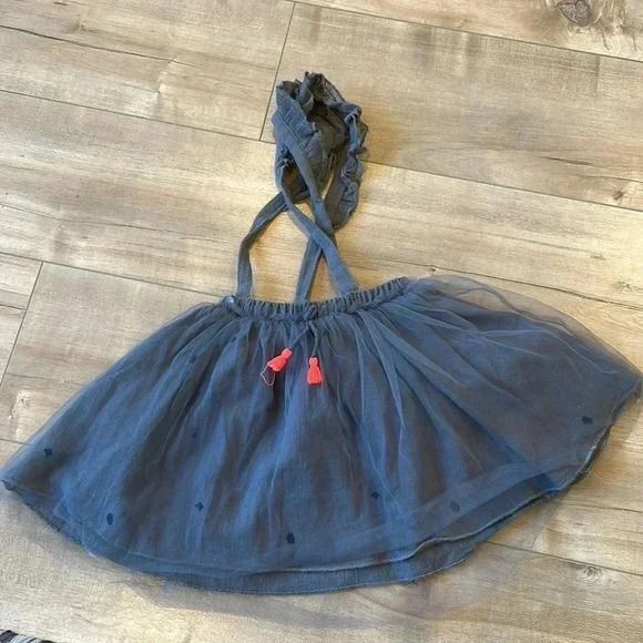 4/$25 Zara Toddler Girl Gray Tulle Ruffle Detail Dress Sz 3-4 Years Old - Picture 1 of 4